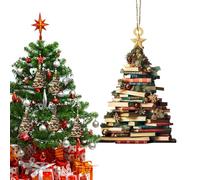 Boule de sapin de Noël 2D en acrylique pour amateurs de livres - Pendentif de Noël, article de décoration polyvalent, pour l'intérieur, l'extérieur, le jardin, les événements festifs - Utilité