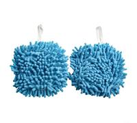 Boule de serviette chenille avec forme ronde unique et fil double face pour un séchage rapide et une solution de suspension peu encombrante (bleu)