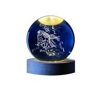 Boule de verre 3D avec LED RGB I-Total XL2721A MEDIUM effet au plafond, veilleuse, lampe de nuit avec base en bois, thème Math