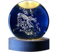 Boule de verre 3D avec LED RGB I-Total XL2721A MEDIUM effet au plafond, veilleuse, lampe de nuit avec base en bois, thème Math