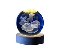 Boule de verre 3D avec LED RGB I-Total XL2723 effet au plafond, veilleuse, lampe de nuit avec base en bois, thème Unicorn
