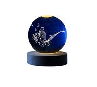 Boule de verre I-Total XL2718 3D avec LED RGB effet au plafond veilleuse pour enfants, lampe de nuit, base en bois, design MUSIC
