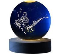 Boule de verre I-Total XL2718 3D avec LED RGB effet au plafond veilleuse pour enfants, lampe de nuit, base en bois, design MUSIC