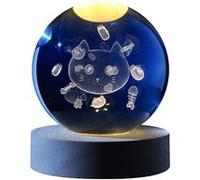 Boule de verre I-Total XL2719 3D avec LED RGB effet au plafond veilleuse pour enfants, lampe de nuit, base en bois, design CAT