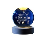 Boule de verre I-Total XL2719 3D avec LED RGB effet au plafond veilleuse pour enfants, lampe de nuit, base en bois, design CAT