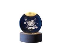 Boule de verre I-Total XL2720 3D avec LED RGB effet au plafond veilleuse pour enfants, lampe de nuit, base en bois, design LOVE