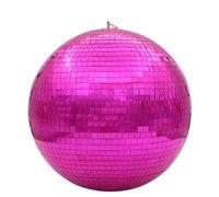 Boule de verre rotative Disco, lumière de scène, décorations de fête, Ktv Bar Dj, éclairage réfléchissant, boule de miroir colorée(Pink,Diameter 25cm 9.84in)