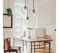 Boule de verre suspension lampe suspension table à manger Boule de verre suspension boules, 3 flammes, métal laiton clair, 3x douilles E27, DxH 47x120cm