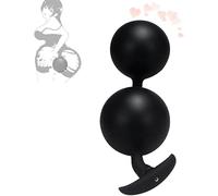 Boule de yoga gonflable en forme de cerise avec 2 billes d'acier intégrées pour l'agitation physique (noir)