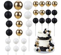 Boule Decoration Gateau, 30pcs Cupcakes Toppers Balle, Gâteau Balle Décoration, Décorations de Gâteaux à Boule Ronde, Décorations de Gâteaux en Forme de Boule, Balle Gâteau Topper (Couleur C)