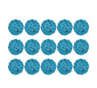 Boule Décorative 5cm en Rotin Bleu, 15 Pièces | Plastique Résistant à L’usure, pour Jardin D’garçon et Filles et Hôtel, Style Artisanal Discret