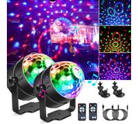 Boule Disco 2 Pack, 7 Couleurs Lampe De Scène Projecteur,Jeux De Lumiere Pour Soiree 360° Rotative Rgb Avec Télécommande Boule Lumineuse Disco Pour Fête Bar Anniversaire Club Dj Noël