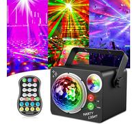 Boule disco 4 en 1, lampe de soirée disco contrôlée par la musique avec télécommande, lumières disco LED, éclairage DJ, pour fêtes, bars, mariages, Halloween, Noël, anniversaires