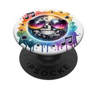 Boule Disco avec Lunettes et Visage Souriant PopSockets PopGrip Adhésif