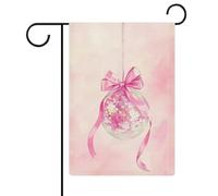 Boule disco avec ruban rose - Drapeau de jardin, maison, cour, extérieur, vacances saisonnières, drapeau double face 30,5 x 45,7 cm