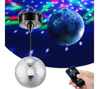 Boule Disco Boule à Facettes, Boule Disco Rotative De 15 Cm LumièRes Disco LumièRes De FêTe LumièRes MotoriséEs Avec TéLéCommande Pour Les FêTes (Vitesse Fixe)