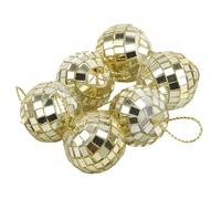 Boule Disco Boule de verre Disco lumineuse DJ 3CM, 6 pièces, fête avec réfléchissant, boule miroir rotative, décor(Gold)