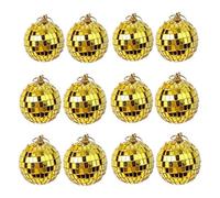 Boule Disco Boule suspendue Disco miroir 12 pièces, accessoires de scène décoration maison 2 pouces doré
