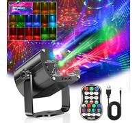 Boule disco contrôlée par la musique - 60 motifs différents - Effet stroboscopique - Lumière de fête avec télécommande et USB de 2 m - Pour famille, discothèque, fête, anniversaire, mariage