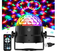Boule Disco De Commande Vocale,360° Rotative Boule À Facette Couleurs,3 Modes De Musique Jeux De Lumiere Avec Usb 4M Télécommande Et Câble,Boule A Facette Lumiere Disco Pour Fête/Noël/Dj