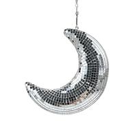 Boule Disco Deco Boule disco suspendue en forme de lune, ornement à paillettes, miroir verre réfléchissant, pendentif décoratif for mariage, fête ou bar(Color8)