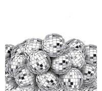 Boule Disco Deco Lot de 10 mini boules disco miroir réfléchissantes rotatives en verre argenté brillant for décorer les gâteaux, idéales for Noël, anniversaires, mariages et autres fêtes(L)