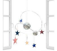 Boule disco décorative - Décoration murale avec sphère de miroirs - Pendentif rotatif avec étoiles réfléchissantes pour fêtes, voiture, fenêtre, extérieur, intérieur, plafond, jardin, patio