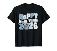 Boule Disco en Patchwork avec Inscription Happy New Year 2026 T-Shirt