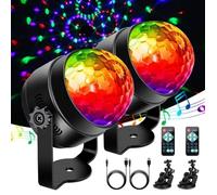 Boule disco Lampe disco LED rotative à 360° avec activation musicale et télécommande, lot de 2-Jeux de lumiere