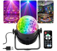 Boule disco - Lumière disco activée par le son - Avec télécommande - Câble USB rotatif à 360° - Pour enfants, fête, Halloween, Noël, effets de lumière disco dynamiques RVB - 1 pièce