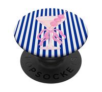 Boule disco Martini rose à rayures bleues PopSockets PopGrip Adhésif