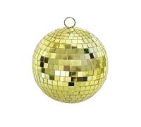 Boule Disco miroir argent/or/rouge 8cm, ornement suspendu, lumière de scène, boule de verre rotative brillante réfléchissante(Gold)