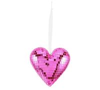 Boule disco miroir en forme de cœur rose, style rétro années 70-80, à suspendre au plafond ou au mur, décoration de fête/Saint-Valentin en verre réfléchissant.