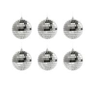 Boule Disco miroir, ornements d'arbre en argent suspendus for fête de mariage, danse, Festival de musique, décoration de maison(6pcs Balls 5cm)