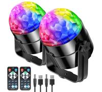 Boule Disco, RIYO 360° Rotation Boule a Facette Avec Commande Vocale Avec Télécommande Sans Fil,intérieur anniversaire bal karaoké décoratif Jeu de Lumiere pour Soiree(2Paquets)