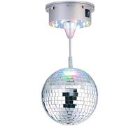 Boule disco rotative Ø 15 cm avec socle, 18 LED colorées et 2 effets lumineux [Lunartec]