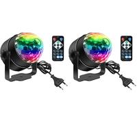 Boule Disco, SEBRUANC Mini LED Party Lights Contrôle de la musique DJ Rotatives Lampes de scène 3W RGB avec télécommande pour la maison, les fêtes d'anniversaire, les fêtes de Noël 1pc (Lot de 2)