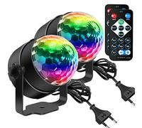 Boule Disco, SEBRUANC Mini LED Party Lights Contrôle de la musique DJ Rotatives Lampes de scène 3W RGB avec télécommande pour la maison, les fêtes d'anniversaire, les fêtes de Noël 2pc