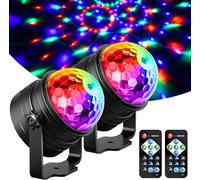 Boule Disco, YAZEKY 2 Pack Lumière Soirée Lampe de Scène Projecteur, Boule lumineuse Disco 360° Rotative,Boule a Facette 7 RGB avec Télécommande,Jeux de Lumiere pour Soiree,KTV,DJ,Fête,Disco,Noël, Bar