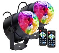 Boule Disco, YAZEKY 2 Pack Lumière Soirée Lampe de Scène Projecteur, Boule lumineuse Disco 360° Rotative,Boule a Facette 7 RGB avec Télécommande,Jeux de Lumiere pour Soiree,KTV,DJ,Fête,Disco,Noël, Bar