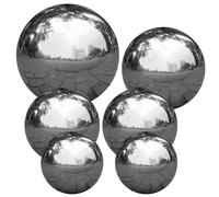 Boule d'observation en acier inoxydable,6 boules argentées,boules d'observation de 2,3,4 et 6 pouces,grandes boules brillantes,sphère de jardin polie miroir réfléchissante pour ornement d'étang