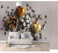 Boule D'Or Suspendue Cubique Créative Papier Peint 3D Installation Facile Intissé Tapisserie Bureau Salon Canapé Chambre Décoration Murale-430cm×300cm