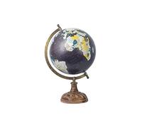 Boule du monde en terre cuite noire avec pied haut en bois 22 x 20 x 33 cm