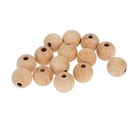 Boule en Bois Brut Cire, 15mm, Marron, Lot de 14