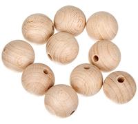 Boule en Bois Brut Cire, 20mm, Naturel, Lot de 10