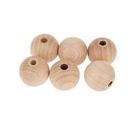 Boule en Bois Brut Cire, 25mm, Naturel, Lot de 10