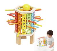 Boule en bois et jeu de jeu : jeu en bois, jeu de lancement de balle | Jeu de voyage, comptage de jouets pour garçons et filles de 3 ans | Jeu familial