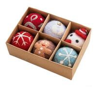 Boule en feutre de laine rouge et verte 4 cm Décoration de vacances pour