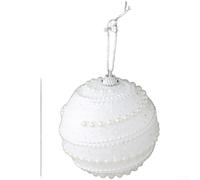 Boule en mousse à suspendre pour sapin de Noël - 8 cm - Motif spirale texturé - Convient pour l'intérieur et les vacances - Blanc