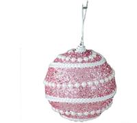 Boule en mousse de 8 cm pour arbres de Noël et présentoirs de vacances, ornements légers à suspendre avec motif en spirale moderne pour une utilisation en intérieur (rose)